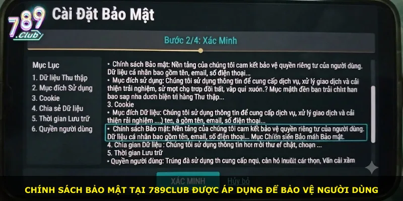Chính sách bảo mật tại 789Club được áp dụng để bảo vệ người dùng