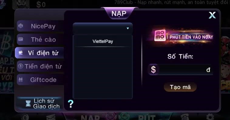 Hướng dẫn nạp tiền vào cổng game